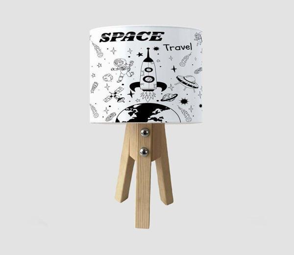 Cici Odam Çocuk Bebek Odası Abajur Space Travel Astronot Gezegenler - Image 1