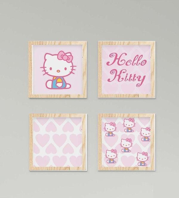 Cici Odam Çocuk Bebek Odası Tablo Kalpli Hello Kitty - Image 1