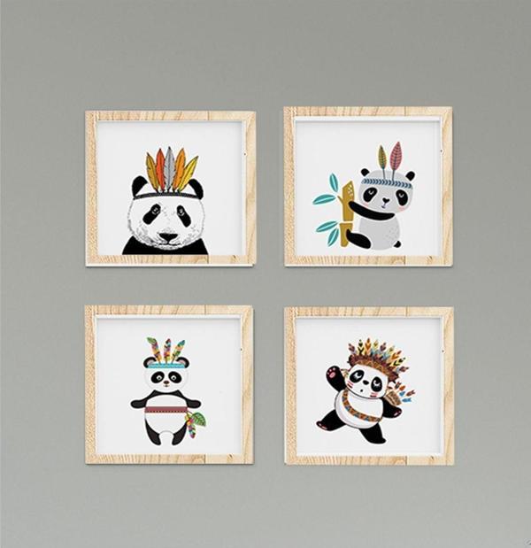 Cici Odam Çocuk Bebek Odası Tablo Kızılderili Panda - Image 1
