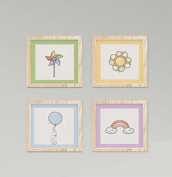 Cici Odam Çocuk Bebek Odası Tablo Bulutlu Gökkuşağı Balon Güneş - Image 1