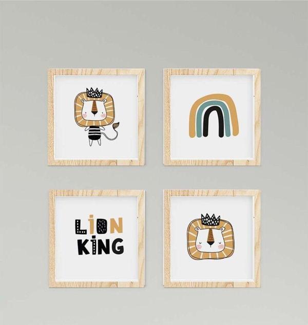 Cici Odam Çocuk Bebek Odası Tablo Taclı Aslan Lion King Gökkuşağı - Image 1