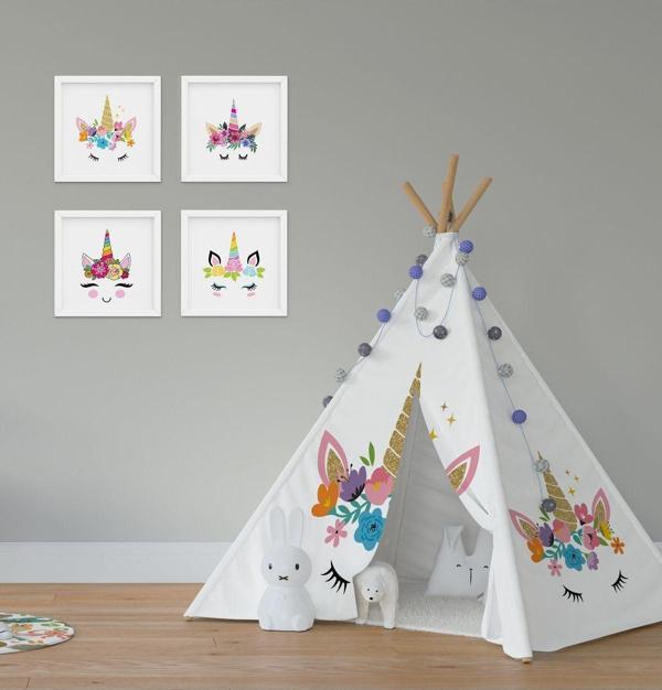 Cici Odam Çocuk Bebek Odası Oyun Çadırı Kirpikli Unicorn - Image 1