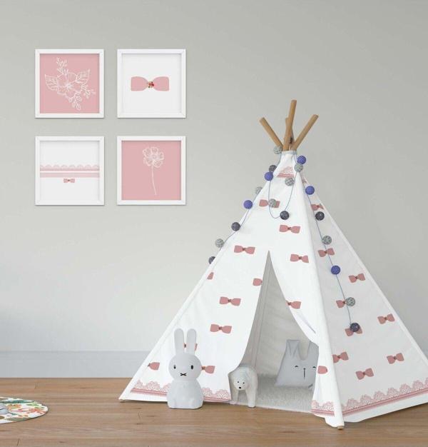 Cici Odam Çocuk Bebek Odası Oyun Çadırı Dantelli ve Fiyonklu Desen - Image 1