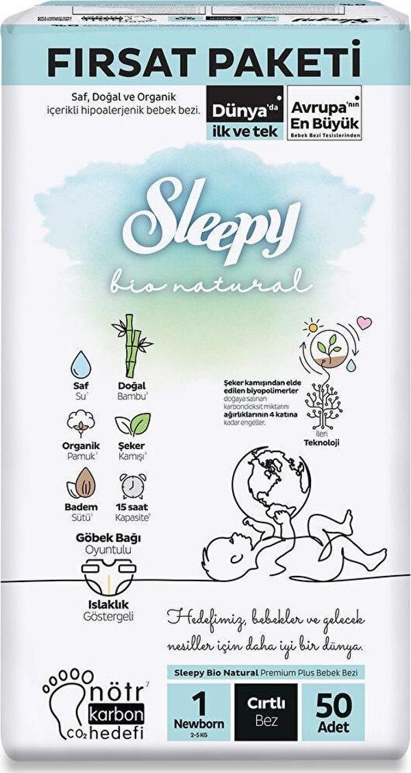 Sleepy Bio Natural Bebek Bezi Fırsat Paketi 1 Beden 50 Adet - Image 1