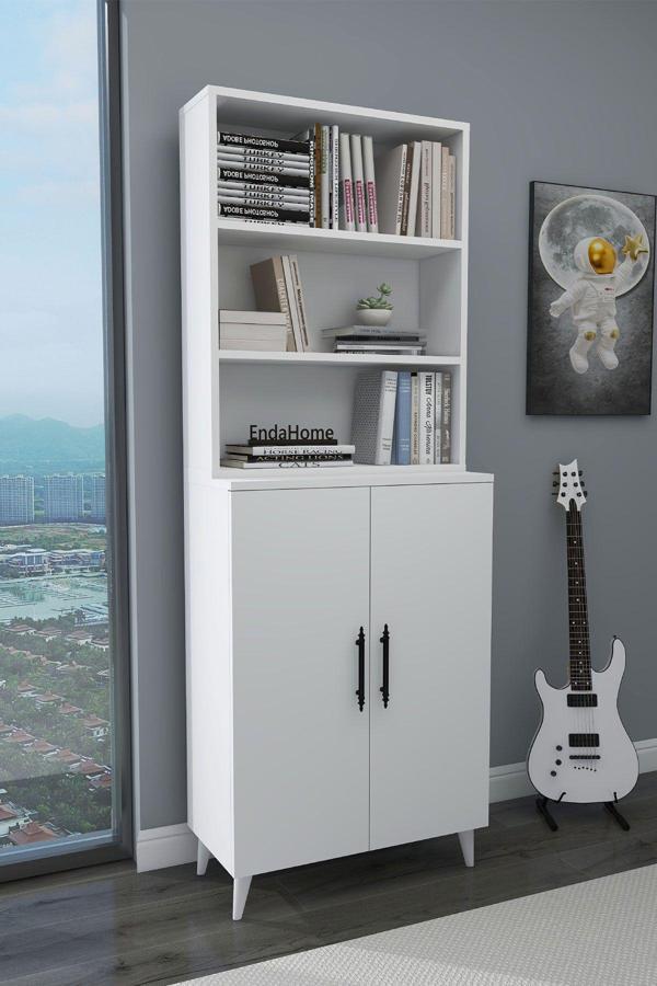 Enda Home Oras 6 Raflı 2 Kapaklı Dolaplı Kitaplık - Image 1