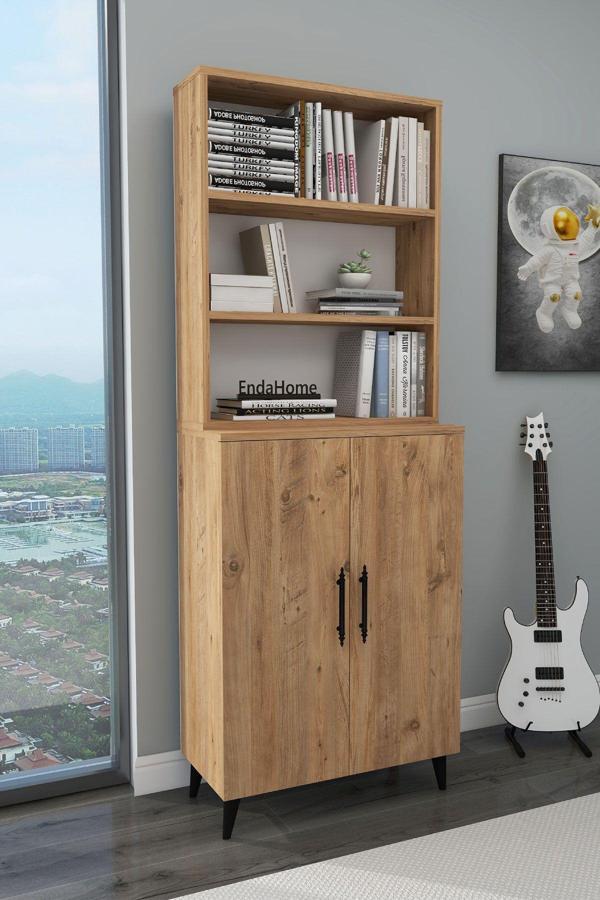 Enda Home Oras 6 Raflı 2 Kapaklı Dolaplı Kitaplık - Image 1