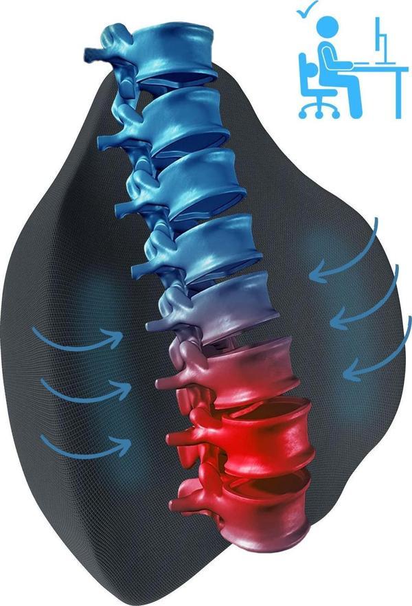 Visco Bel Yastığı Büyük Boy Bel Sırt Minderi Ortopedik Sırt Destek Minderi - Image 1