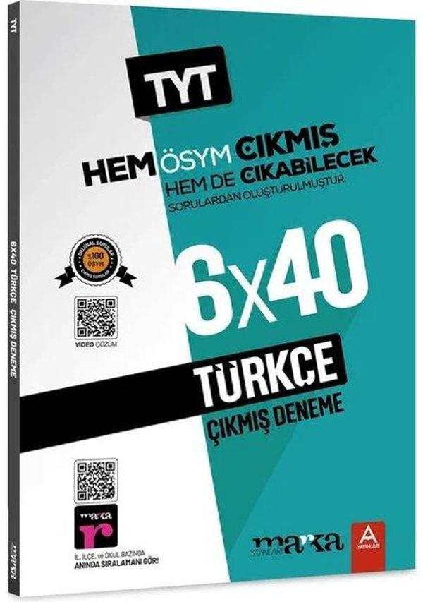 TYT Türkçe ÖSYM Çıkmış ve Çıkabilecek Sorulardan Oluşturulmuş 6 Deneme Sınavı Tamamı Video Çözümlü - Marka Yayınları - Image 1