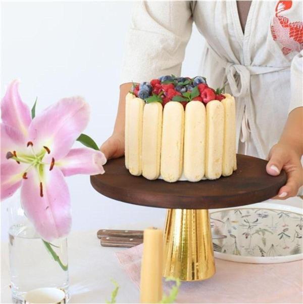 Akayev Ahşap 28 Cm Altın Konik Ayaklı Sunumluk - Image 1