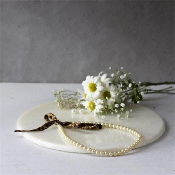 Akayev Mermer 28 Cm Beyaz Yuvarlak Sunum Tabağı - Image 1