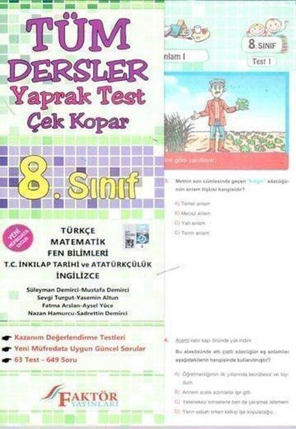 8.Sınıf Tüm Dersler Yaprak Test - Faktör Yayınları - Image 1
