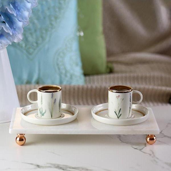 Akayev Mermer Beyaz 30X15 Cm Rose Gold Boncuk Ayak Sunumluk - Image 1