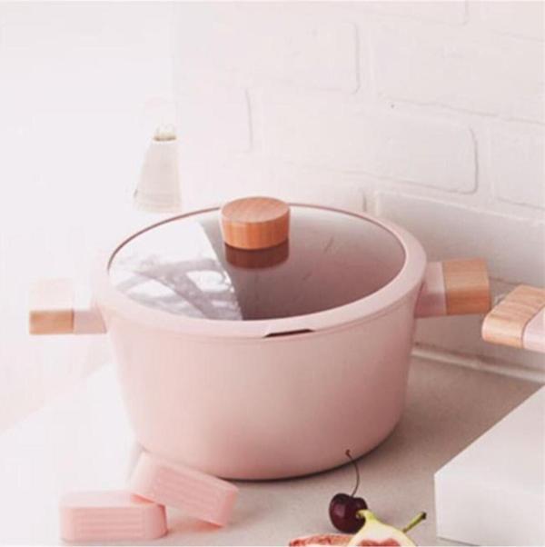 Neoflam Blossom Cam Kapaklı Alüminyum Döküm Tencere Derin 24 Cm - Image 1