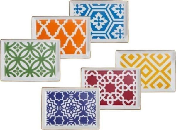 Porland Morocco 6 Renk 6'Lı Dikdörtgen Kahvaltı Tabak - Image 1