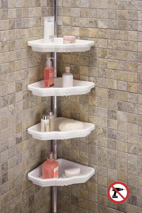 Prima Nova Primanova Banyo Köşe Rafı Paslanmayan Borulu Alu Beyaz - Image 1