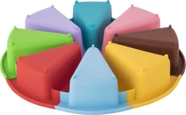 Tantitoni Silikon Karışık Renkli Dilimli Yuvarlak Kek Kalıbı 27X2 Cm - Image 1