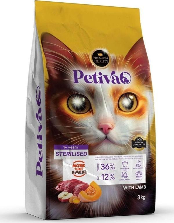 Petiva Kısırlaştırılmış Kuzulu Kedi Maması 3 Kg - Image 1