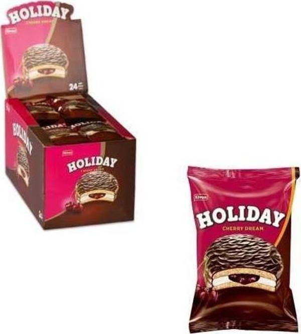 Elvan Holiday Vişneli Sandviç Bisküvi 30 Gr. 24lü (1 Paket) - Image 1