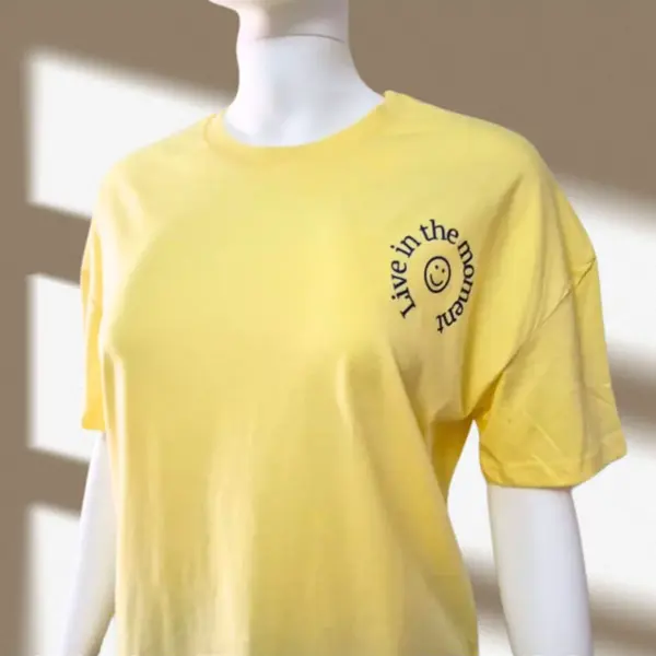 Latis Sarı Motto Baskılı Oversize Tshirt - Image 1