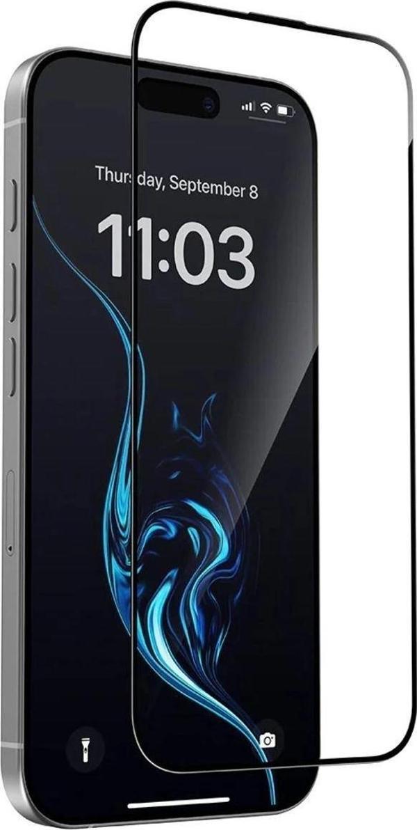 iPhone 16 Pro Max Uyumlu Elektriklenme Önleyici Anti-Static Tam Kaplayan Temperli Cam Ekran Koruyucu - Image 1