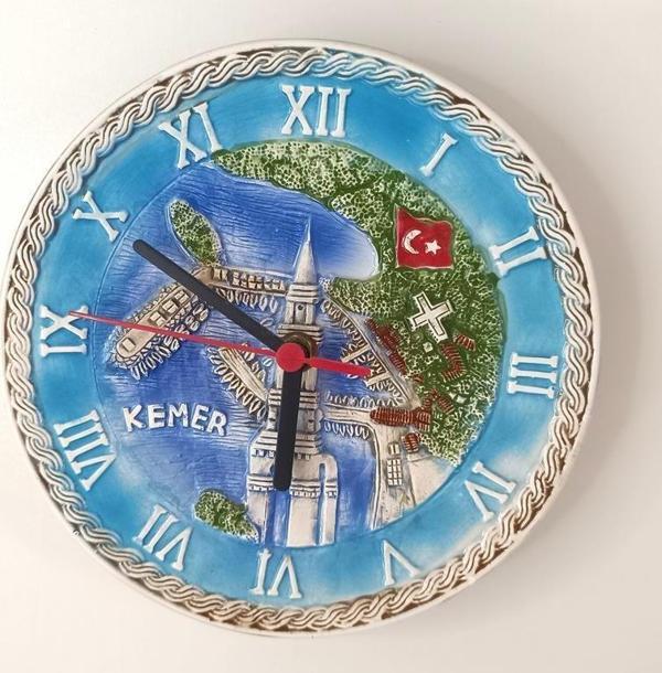 Saat Tabak Duvar Süsü Masa Saati Dekor Seramik  - Image 1