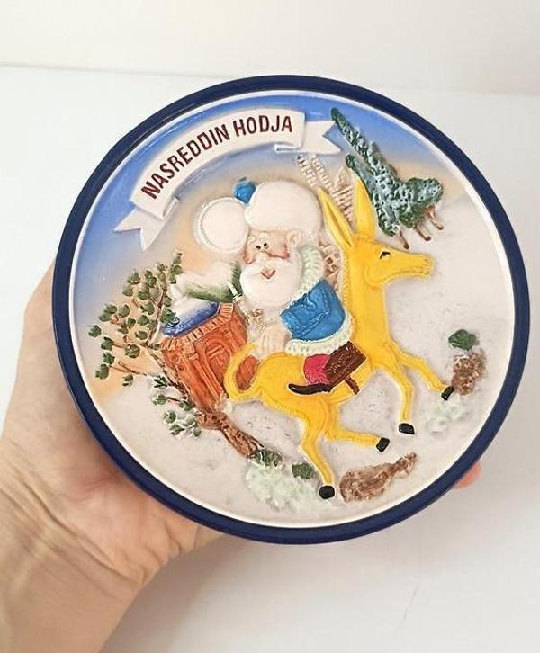 Tabak Seramik Nasreddin Hoca Ve Eşşeği  Duvar Masa Süsü Dekor         - Image 1