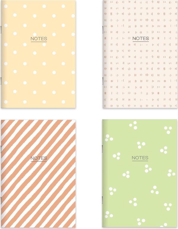 Karton Kapak Hafif Kağıt Defter 4'Lü Set-Toprak (2Çizgili+2Düz) 14*20 24 Yp. - Image 1
