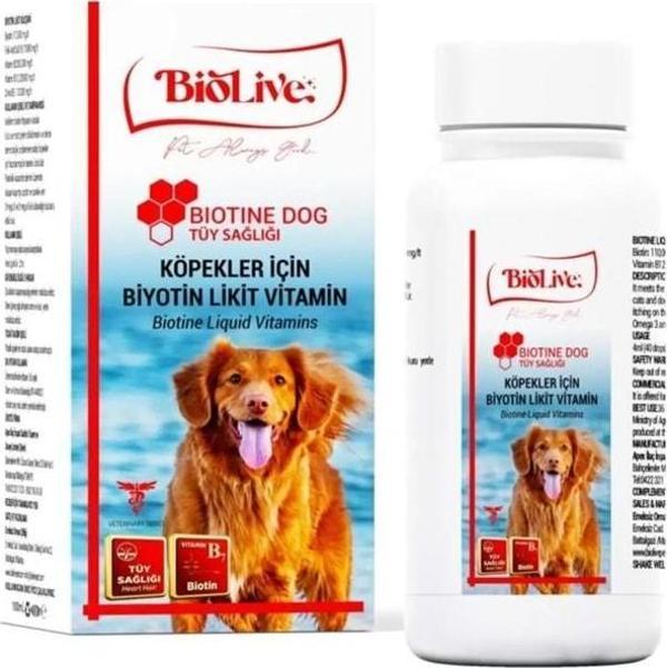 Biolive Biotin Köpekler İçin Tüy Döküm Önleyici Sıvı Vitamin 100ml - Image 1