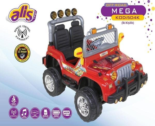 Aliş 504K Mega Çift Kişilik Uzaktan Kumandalı 12 V Akülü Araba - Image 1