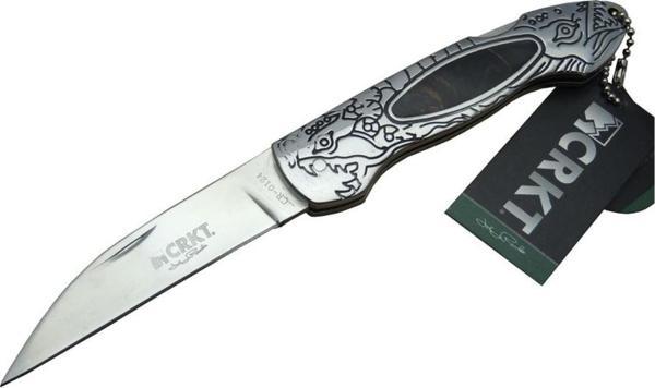 CRKT CR 0124 Kamp Çakı 20 cm - Metal Desenli Sap, Kılıflı, Kutulu - Image 1