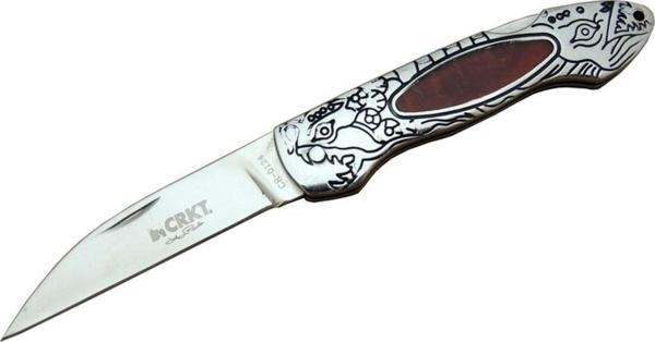 CRKT CR 0124 RD Kamp Çakı 20 cm - Metal Desenli Sap, Kılıflı, Kutulu - Image 1