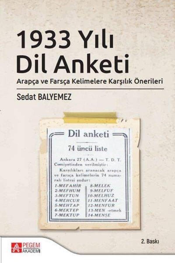 1933 Yılı Dil Anketi - Pegem Akademi Yayıncılık - Image 1