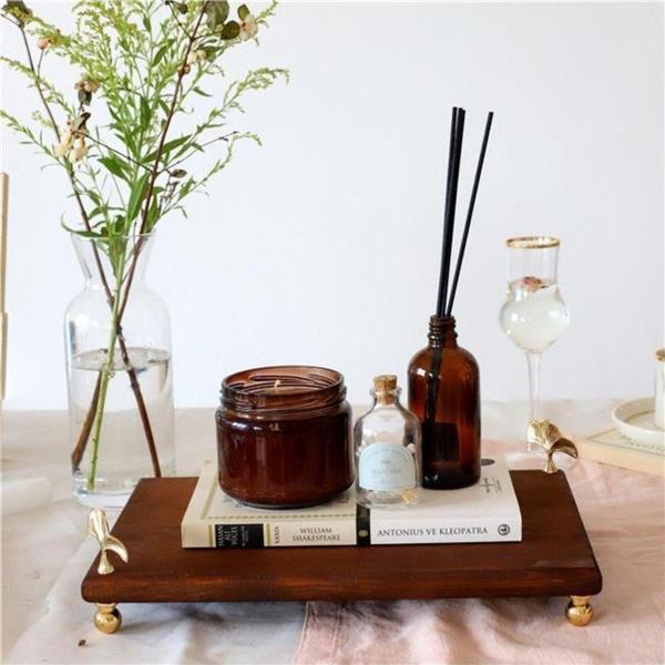 Akayev Ahşap 30X19 Cm Altın Ayaklı Ginkgo Sunum Tabağı - Image 1