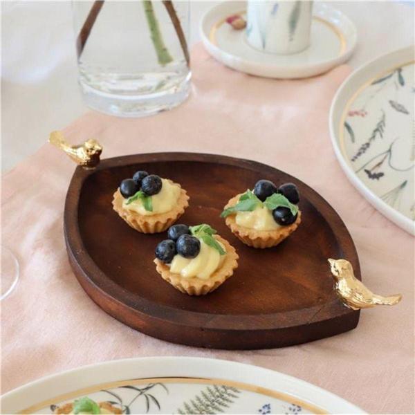 Akayev Ahşap Göz 20 Cm Altın Kuş Sunum Tabağı - Image 1