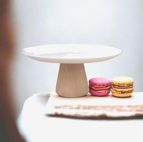 Akayev Ahşap Konik Ayaklı Beyaz 25 Cm Sunumluk Kek Ve Pasta Standı Meyvelik - Image 1