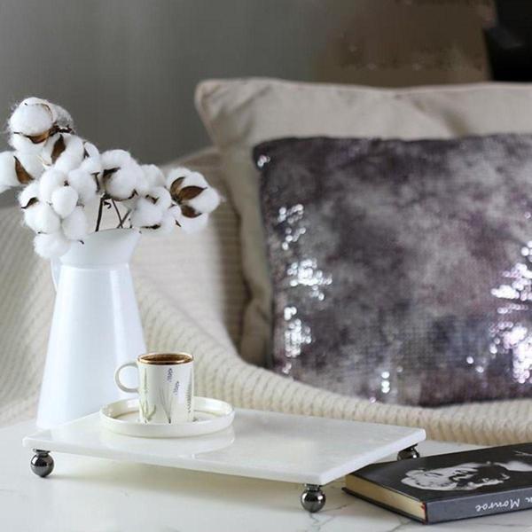 Akayev Mermer Beyaz 30X20 Cm Füme Boncuk Ayak Sunumluk - Image 1