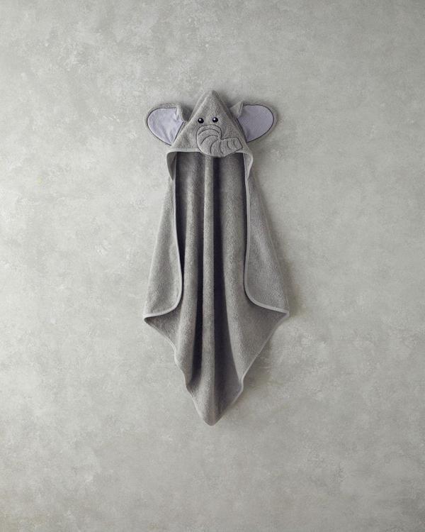 English Home Elephant Pamuklu Bebe Havlu Gri - Image 1
