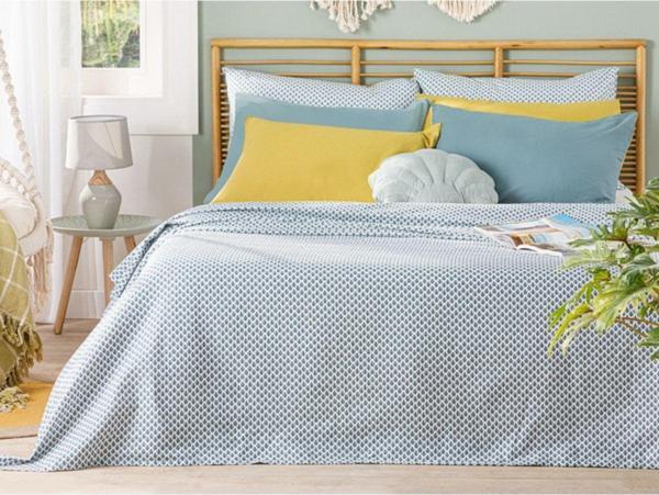 English Home Petit Florets Baskılı Çift Kişilik Pike 200X220 Cm Petrol Yeşili - Image 1