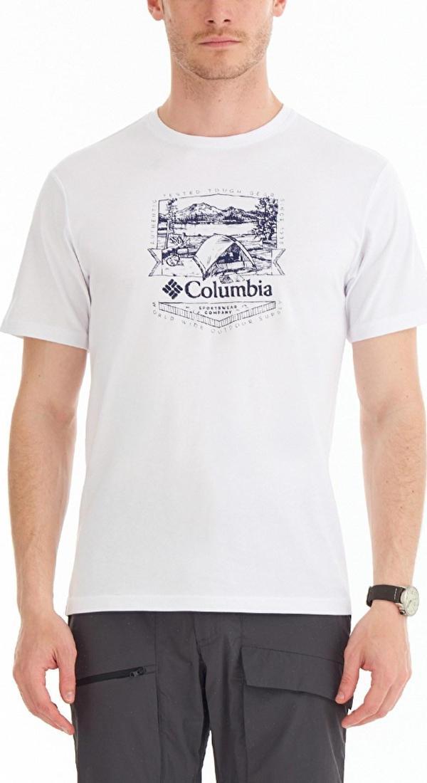Columbia Cs0232 Csc M Lakesıde Badge Ss Tee Erkek Beyaz T-Shirt - Image 1