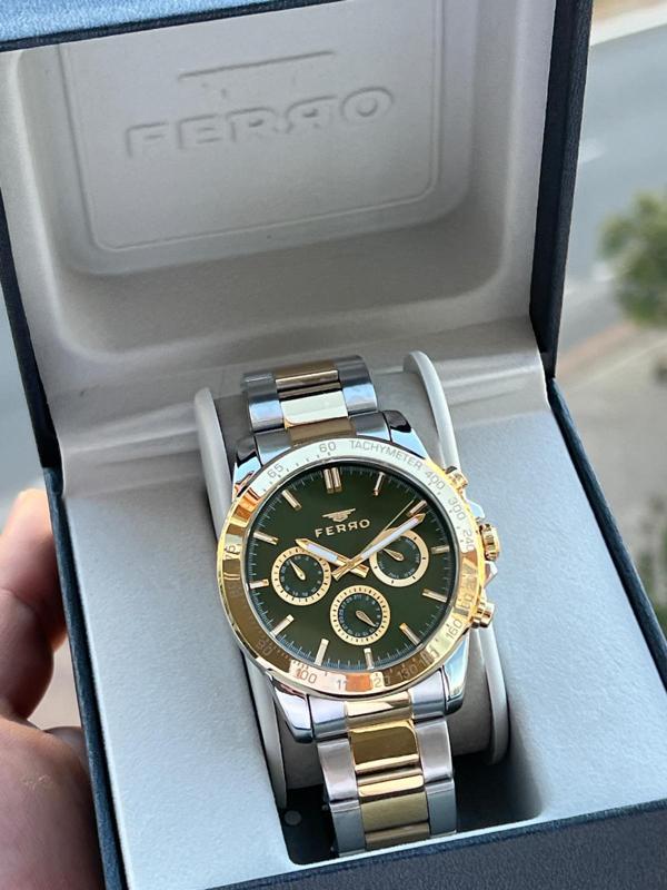 Ferro Çelik Kordon İç Fonksiyonlar Aktif Takvimli 30 Mt Su Geçirmez Erkek Kol Saat EFM11468-D6 - Image 1