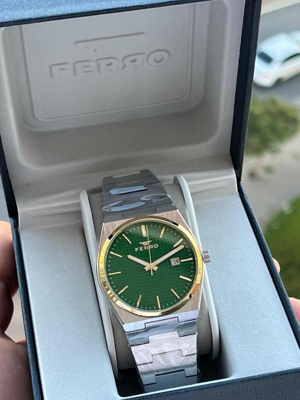 Ferro Çelik Kordon İyon Kaplama Kasa Takvimli Kadran 30 Mt Su Geçirmez Erkek Kol Saati EFM.411373.A6 - Image 1