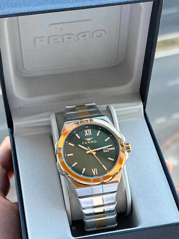 Ferro Çelik Kordon Takvimli Kadran 30 Mt Suya Dayanıklı Erkek Kol Saati EF11357-D10 - Image 1