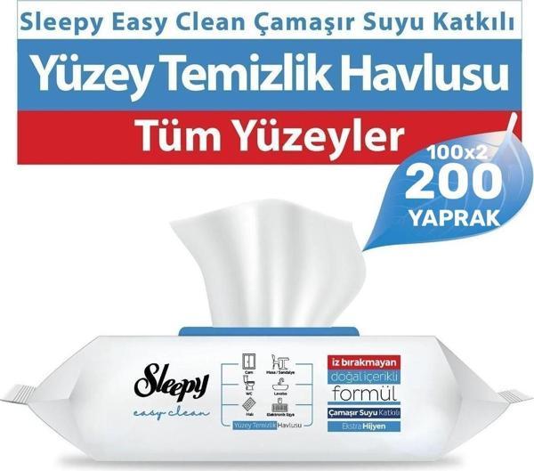 Sleepy Easy Clean Çamaşır Suyu Katkılı Yüzey Temizlik Havlusu 100 Yaprak 2 Adet - Image 1