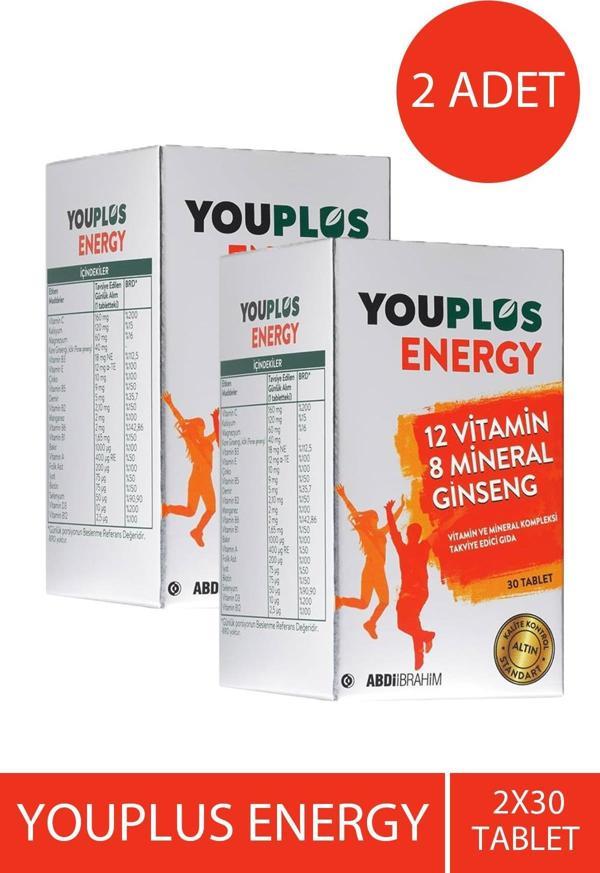 Youplus Energy Vitamin Mineral Kompleksi 30 Tablet 2 Adet - Image 1
