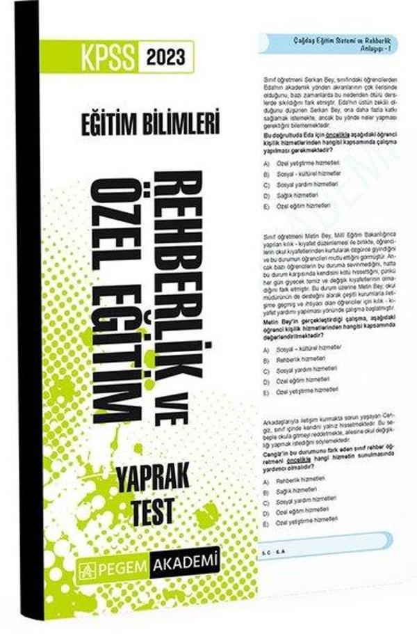 2023 KPSS Eğitim Bilimleri Rehberlik ve Özel Eğitim Yaprak Test - Pegem Akademi Yayıncılık - Image 1