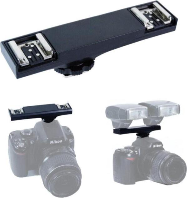 PDX Nikon Uyumlu Flaş Tetikleyici Destekli Ikili Flaş Tutucu, Braket - Image 1