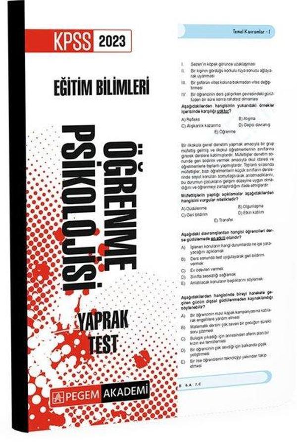 2023 KPSS Eğitim Bilimleri Öğrenme Psikolojisi Yaprak Test - Pegem Akademi Yayıncılık - Image 1