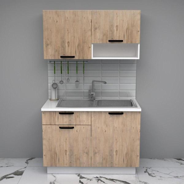 Visas Concept 120 Cm Altın Hazır Mutfak Dolabı (Tezgah Dahil) - Image 1