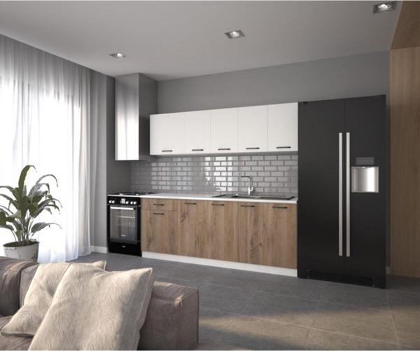 Visas Concept 220 Cm Ege Hazır Mutfak Dolabı_Beyaz Ve Atlantik Çam(Tezgah Dahil) - Image 1