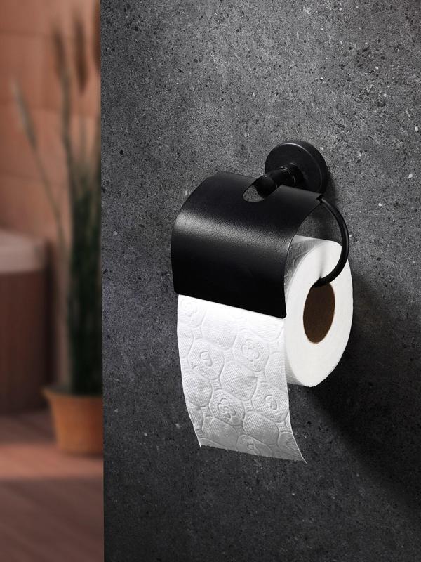 Yapışkanlı Tuvalet Kağıtlığı Wc Kağıtlık Tuvalet Kağıdı Askısı Geniş Kapak Siyah  S-109    KASA - 4  - Image 1